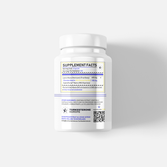 Lion's Mane+ (Hericium) 30% Polysaccharides with HydroPerine™ - 120 V-Capsules